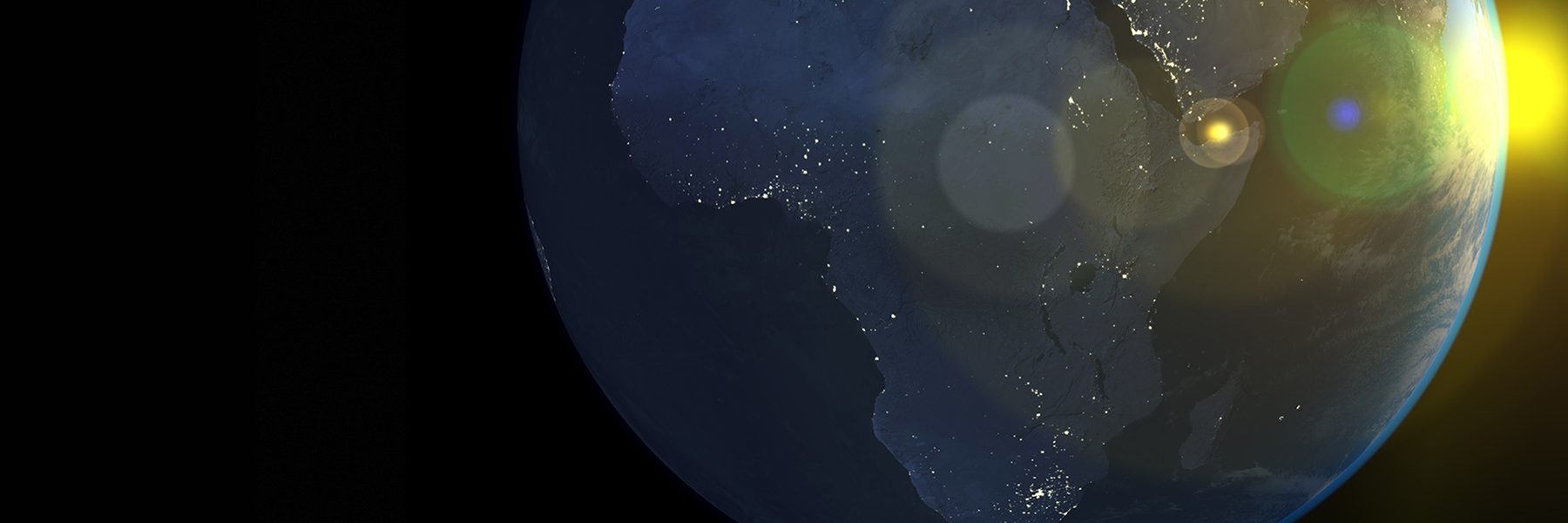 Afrika auf Weltkugel mit leuchtenden Bereichen