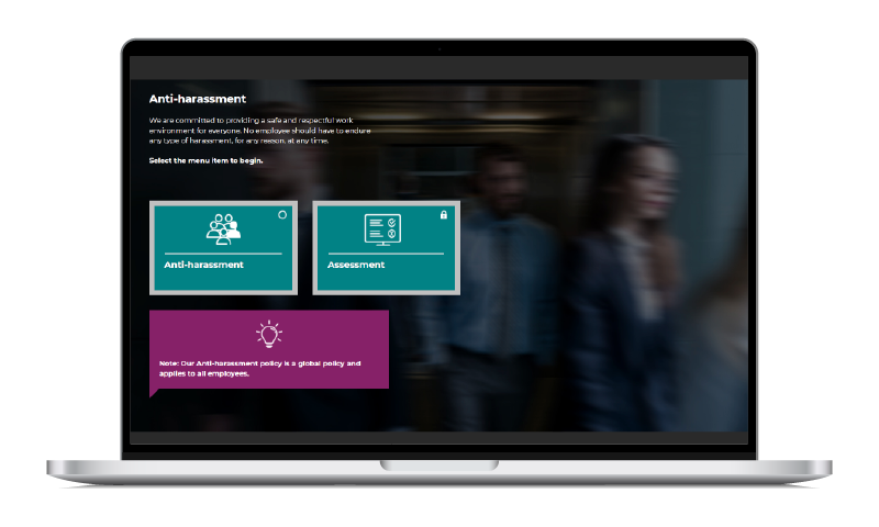 Compliance & ESG Anti-Harassment course screen shot